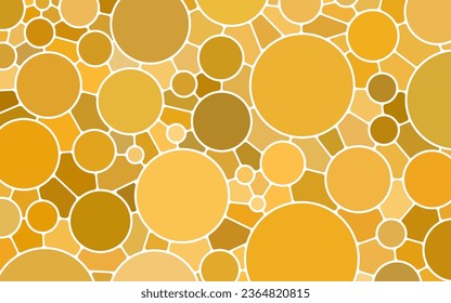 abstract vector stained-glass mosaic background - orange and yellow circles