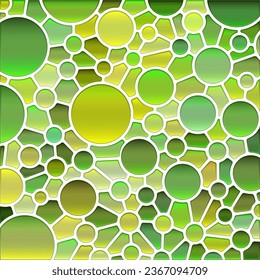 abstract vector stained-glass mosaic background - green circles