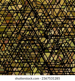 abstract vector stained-glass mosaic background - brown and yellow