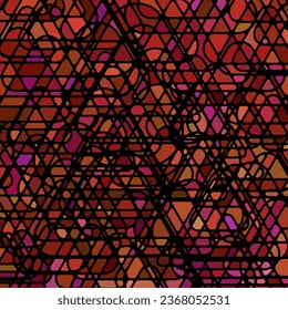 abstract vector stained-glass mosaic background - dark red