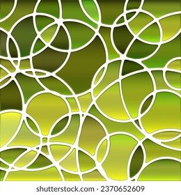 abstract vector stained-glass mosaic background - green circles