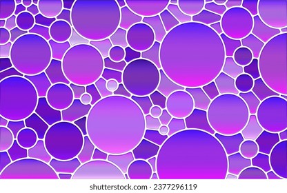 abstract vector stained-glass mosaic background - purple and violet circles