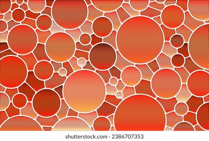 abstract vector stained-glass mosaic background - red circles