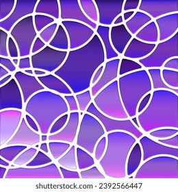 abstract vector stained-glass mosaic background - purple and violet circles