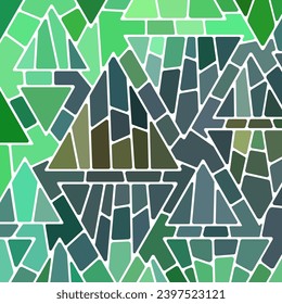 abstract vector stained-glass mosaic background - green and gray