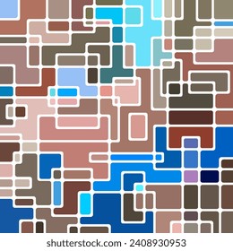 abstract vector stained-glass mosaic background - blue and brown