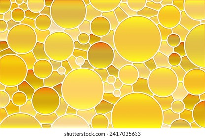 abstract vector stained-glass mosaic background - yellow circles