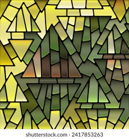 fondo abstracto de mosaico de vidrio teñido vectorial - verde y amarillo