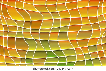 abstract vector stained-glass mosaic background - orange and green