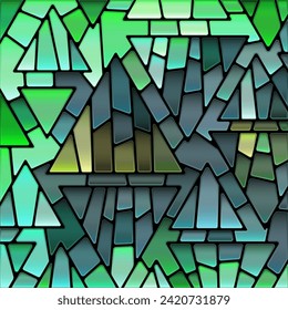 abstract vector stained-glass mosaic background - green and gray