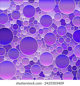 abstract vector stained-glass mosaic background - purple and violet circles