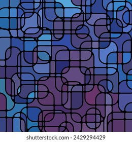 abstract vector stained-glass mosaic background - blue and violet