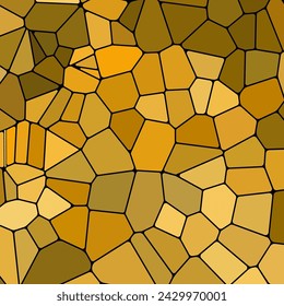 abstract vector stained-glass mosaic background - yellow and brown