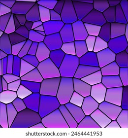 abstract vector stained-glass mosaic background - purple and violet