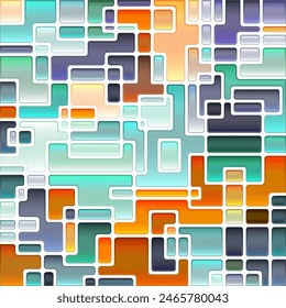 abstract vector stained-glass mosaic background - blue and orange