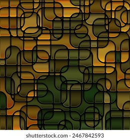 Abstrakte Vektorgrafik Buntglas Mosaik Hintergrund - grün und orange