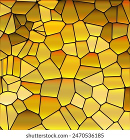 abstract vector stained-glass mosaic background - golden yellow