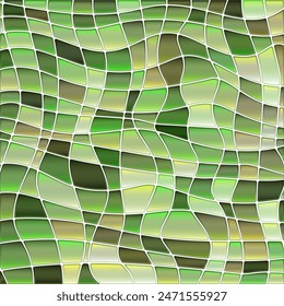 abstract vector stained-glass mosaic background - green and brown