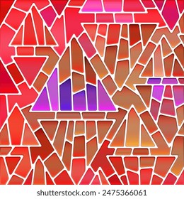 abstract vector stained-glass mosaic background - red and brown