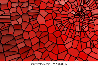 abstract vector stained-glass mosaic background - red