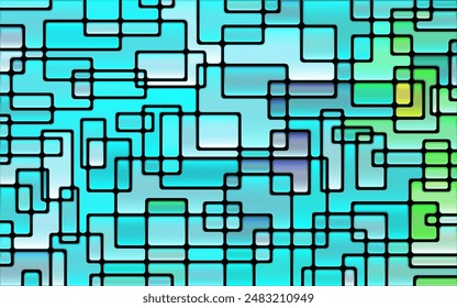 abstract vector stained-glass mosaic background - blue and green