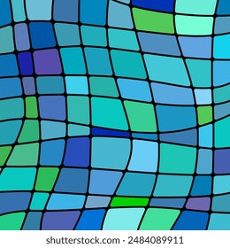 abstract vector stained-glass mosaic background - blue and green