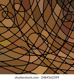 abstract vector stained-glass mosaic background - brown