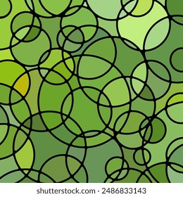 abstract vector stained-glass mosaic background - green circles