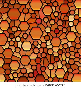 abstract vector stained-glass mosaic background - orange and yellow