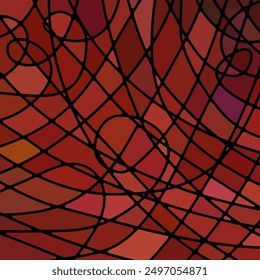 abstract vector stained-glass mosaic background - red and brown