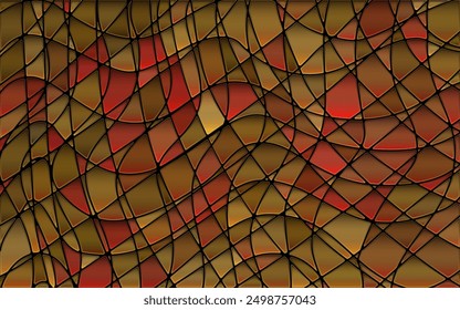 abstract vector stained-glass mosaic background - brown and red