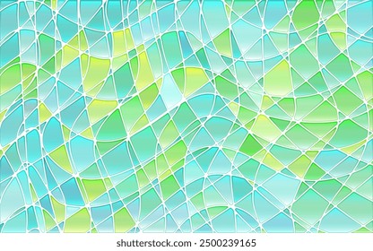 abstract vector stained-glass mosaic background - light blue and green