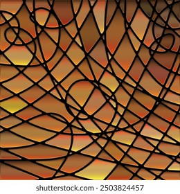abstract vector stained-glass mosaic background - golden brown