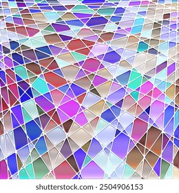 abstract vector stained-glass mosaic background - blue, brown and purple