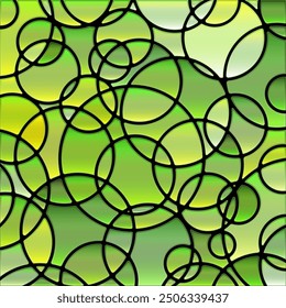 abstract vector stained-glass mosaic background - green circles