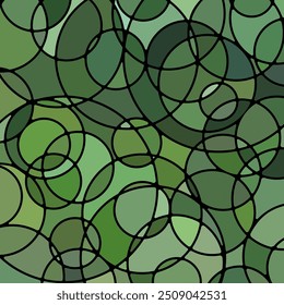 Fondo abstracto de mosaico de vidrieras de Vector - círculos verdes