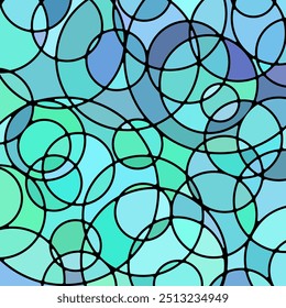 vetor abstrato fundo de mosaico de vidro manchado - círculos azuis e verdes