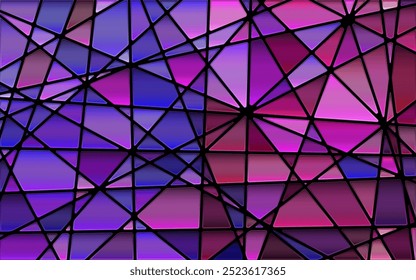 abstract vector stained-glass mosaic background - purple and violet