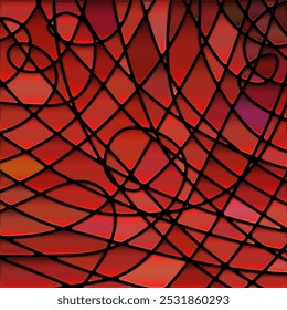 abstract vector stained-glass mosaic background - red and orange