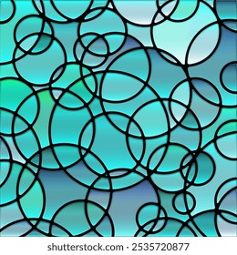 abstract vector stained-glass mosaic background - blue circles