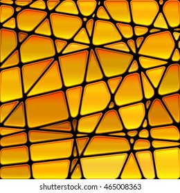 abstract vector stained-glass mosaic background - golden yellow