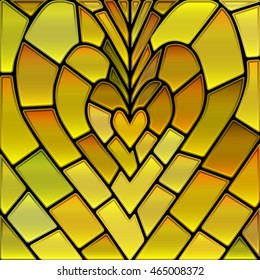 abstract vector stained-glass mosaic background - yellow heart