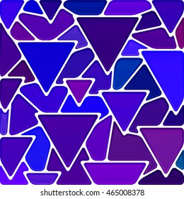 abstract vector stained-glass mosaic background - blue and violet triangles