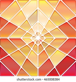abstract vector stained-glass mosaic background - red and orange rhombus