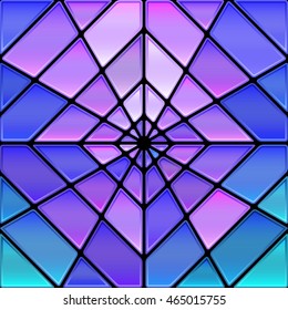 abstract vector stained-glass mosaic background - blue and violet rhombus