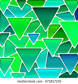 abstract vector stained-glass mosaic background - green and blue triangles