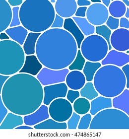 abstract vector stained-glass mosaic background - blue circles