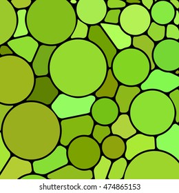 abstract vector stained-glass mosaic background - green circles