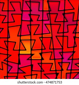 abstract vector stained-glass mosaic background - red, orange and purple