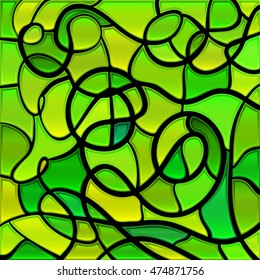 abstract vector stained-glass mosaic background - yellow and green